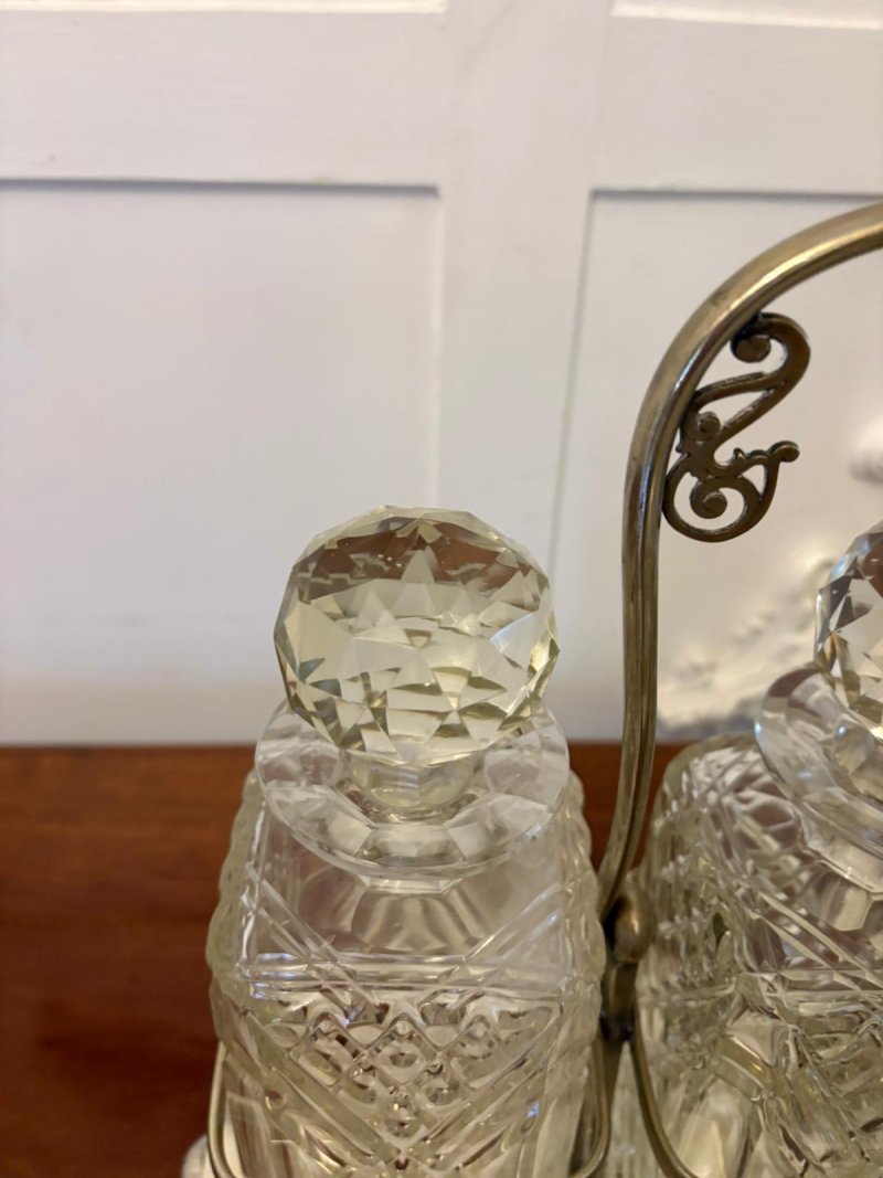 Antique Victorian Quality Silver Plated Tantalus - Image 3